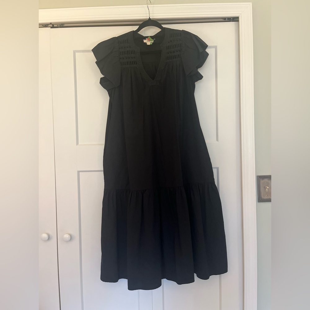 Spring/ Summer  Black Ruffle Sleeve Dress